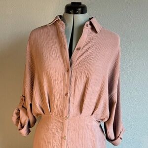 Tan Button-Up Dress